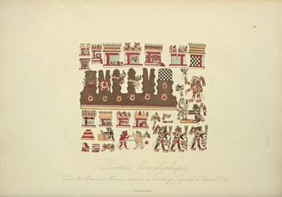 Hieroglyphic Paintings from Mexican Manuscript III, Conserved at the Imperial Library of Vienna, Illustration from Vues des Cordillères et Monumens des Peuples Indigènes de l